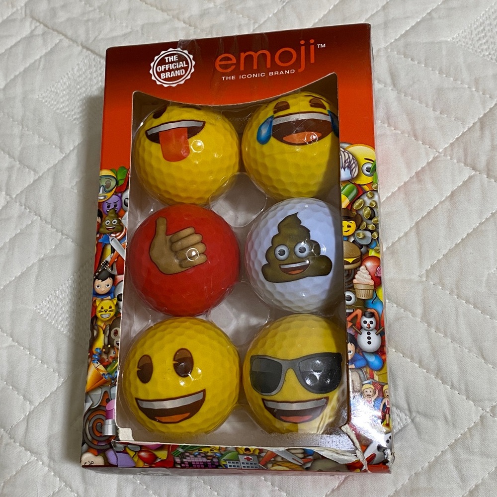 Pack of 6--Emoji Golf Balls Happy, Sad, Cool, etc...